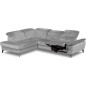Canapé d'angle avec relax électrique tissu bouclette sensation velours, 5/6 places SINATRA, gris, angle gauche