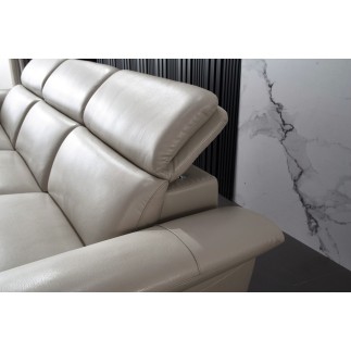 - Canapé d'angle en cuir buffle italien de luxe 6/7 places LORENZO, gris clair, angle gauche