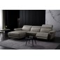 Canapé d'angle en cuir buffle italien de luxe 6/7 places LORENZO, gris foncé, angle gauche