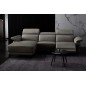 Canapé d'angle en cuir buffle italien de luxe 6/7 places LORENZO, gris foncé, angle gauche