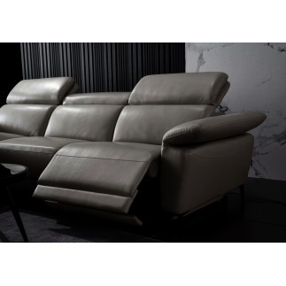 Canapé d'angle en cuir buffle italien de luxe 6/7 places LORENZO, gris foncé, angle gauche