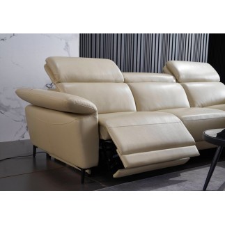 Canapé d'angle en cuir buffle italien de luxe 6/7 places LORENZO, beige, angle droit