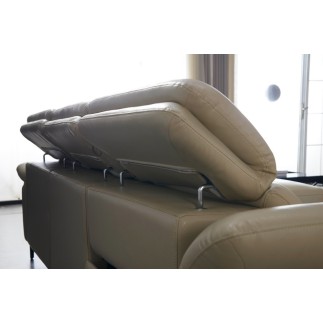 Canapé d'angle en cuir buffle italien de luxe 6/7 places LORENZO, beige, angle droit