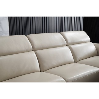 Canapé d'angle en cuir buffle italien de luxe 6/7 places LORENZO, beige, angle droit