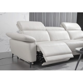 Canapé d'angle en cuir buffle italien de luxe 6/7 places LORENZO, blanc cassé, angle droit