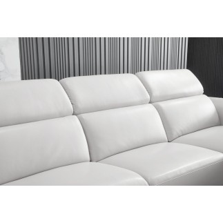 Canapé d'angle en cuir buffle italien de luxe 6/7 places LORENZO, blanc cassé, angle droit