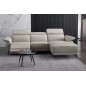 Canapé d'angle en cuir buffle italien de luxe 6/7 places LORENZO, gris clair, angle droit
