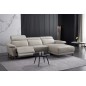 Canapé d'angle en cuir buffle italien de luxe 6/7 places LORENZO, gris clair, angle droit