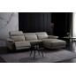 Canapé d'angle en cuir buffle italien de luxe 6/7 places LORENZO, gris foncé, angle droit