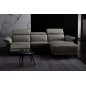 Canapé d'angle en cuir buffle italien de luxe 6/7 places LORENZO, gris foncé, angle droit