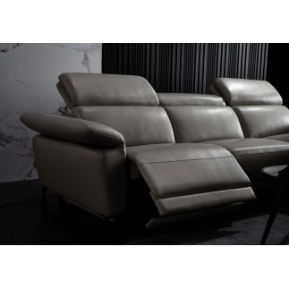 Canapé d'angle en cuir buffle italien de luxe 6/7 places LORENZO, gris foncé, angle droit
