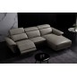 Canapé d'angle en cuir buffle italien de luxe 6/7 places LORENZO, gris foncé, angle droit