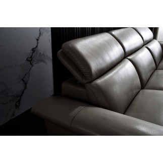 Canapé d'angle en cuir buffle italien de luxe 6/7 places LORENZO, gris foncé, angle droit