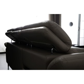 Canapé d'angle en cuir buffle italien de luxe 6/7 places LORENZO, gris foncé, angle droit