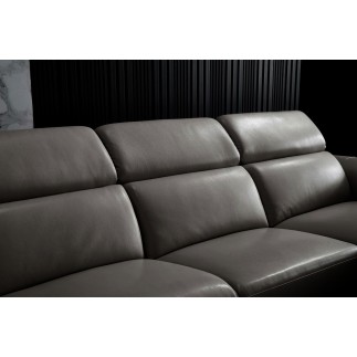 Canapé d'angle en cuir buffle italien de luxe 6/7 places LORENZO, gris foncé, angle droit