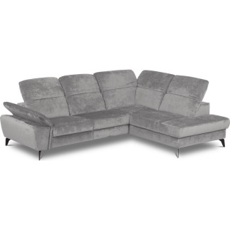 Canapé d'angle avec relax électrique tissu bouclette sensation velours