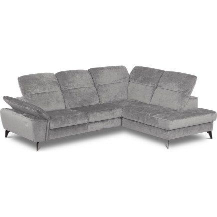 Canapé d'angle avec relax électrique tissu bouclette sensation velours