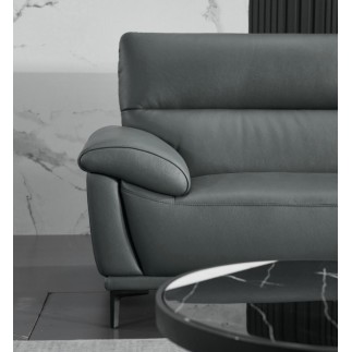 Canapé d'angle en cuir buffle italien de luxe 6/7 places MATTEO, gris foncé, angle droit