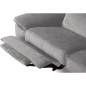 Canapé d'angle avec relax électrique tissu bouclette sensation velours, 5/6 places SINATRA, gris, angle droit