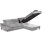 Canapé d'angle avec relax électrique tissu bouclette sensation velours, 5/6 places SINATRA, gris, angle droit