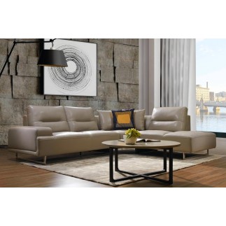 Canapé d'angle en cuir de buffle italien de luxe 5/6 places MASSIMO, beige, angle droit