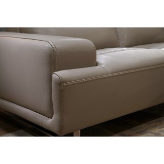 Canapé d'angle en cuir de buffle italien de luxe 5/6 places MASSIMO, beige, angle droit