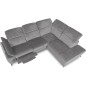 Canapé d'angle avec relax électrique tissu bouclette sensation velours, 5/6 places SINATRA, gris, angle droit