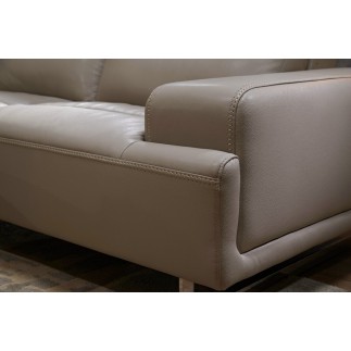 Canapé d'angle en cuir de buffle italien de luxe 5/6 places - MASSIMO, beige, angle gauche