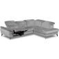 Canapé d'angle avec relax électrique tissu bouclette sensation velours, 5/6 places SINATRA, gris, angle droit
