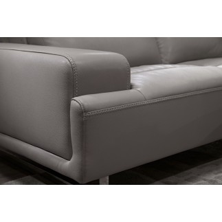 Canapé d'angle en cuir de buffle italien de luxe 5/6 places MASSIMO, gris clair, angle droit
