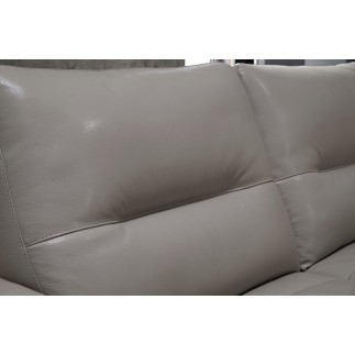 Canapé d'angle en cuir de buffle italien de luxe 5/6 places MASSIMO, gris clair, angle droit