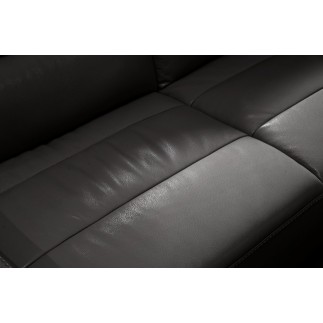 Canapé d'angle en cuir de buffle italien de luxe 5/6 places MASSIMO, gris foncé, angle droit