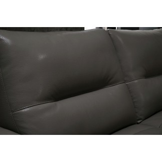 Canapé d'angle en cuir de buffle italien de luxe 5/6 places MASSIMO, gris foncé, angle droit