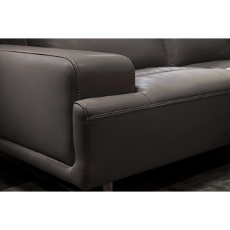 Canapé d'angle en cuir de buffle italien de luxe 5/6 places MASSIMO, gris foncé, angle droit