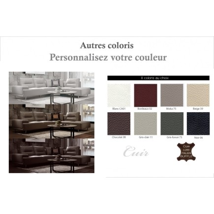Canapé d'angle en cuir de buffle italien de luxe 5/6 places MASSIMO, couleur personnalisée, angle droit
