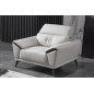 fauteuil 1 place en cuir italien buffle TURIN, blanc cassé et noir