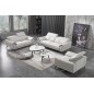 fauteuil 1 place en cuir italien buffle TURIN, blanc cassé et noir