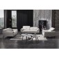 fauteuil 1 place en cuir italien buffle TURIN, blanc cassé et noir
