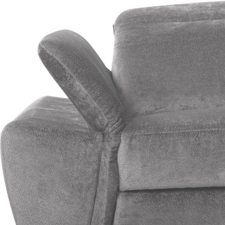 Canapé d'angle avec relax électrique tissu bouclette sensation velours, 5/6 places SINATRA, gris, angle droit