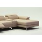 Canapé d'angle en cuir italien 5 places RELAXIA, beige, angle droit