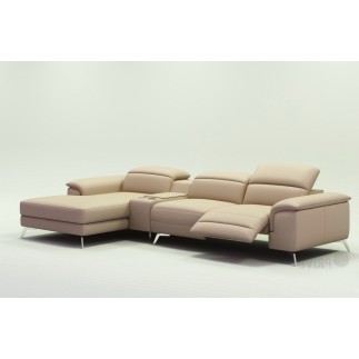 Canapé d'angle en cuir italien 5 places RELAXIA, beige
