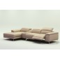 Canapé d'angle en cuir italien 5 places RELAXIA, beige, angle gauche