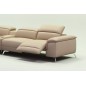 Canapé d'angle en cuir italien 5 places RELAXIA, beige, angle gauche