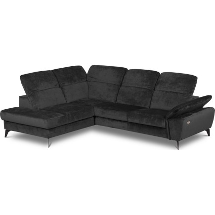 Canapé d'angle avec relax électrique tissu bouclette sensation velours
