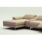 Canapé d'angle en cuir italien 5 places RELAXIA, beige, angle gauche