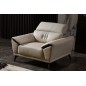 fauteuil 1 place en cuir italien buffle TURIN, beige et chocolat
