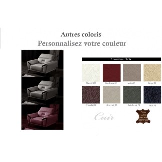 fauteuil 1 place en cuir italien buffle TURIN, couleurs personnalisées