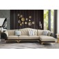 Canapé d'angle en cuir buffle italien de luxe 6/7 places PALACE, beige et chocolat, angle droit