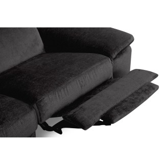 Canapé d'angle avec relax électrique tissu bouclette sensation velours, 5/6 places SINATRA, noir anthracite, angle gauche