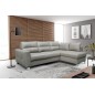 Canapé d'angle convertible en cuir italien de luxe 5 places VENETO, avec coffre, gris clair, angle droit (vu de face)